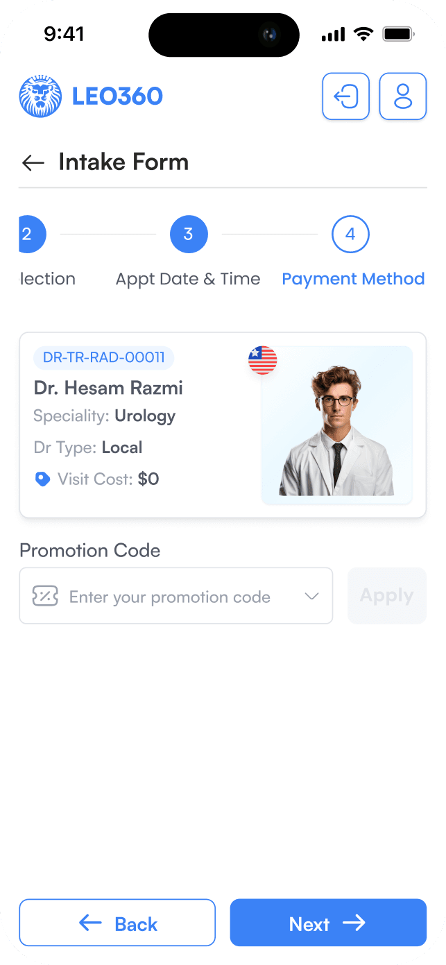 LEO360 appointment overview screen